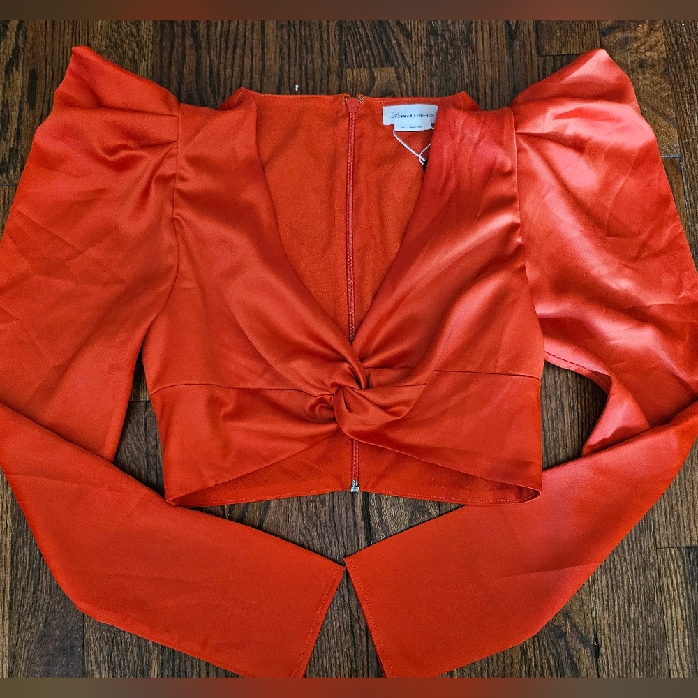 NWT Lovers & Friends Crop Puff Sleeve Top Size XXS - Picture 2 of 6
